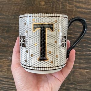 Tiled Margot Monogram Mug Letter T by Anthropologie
